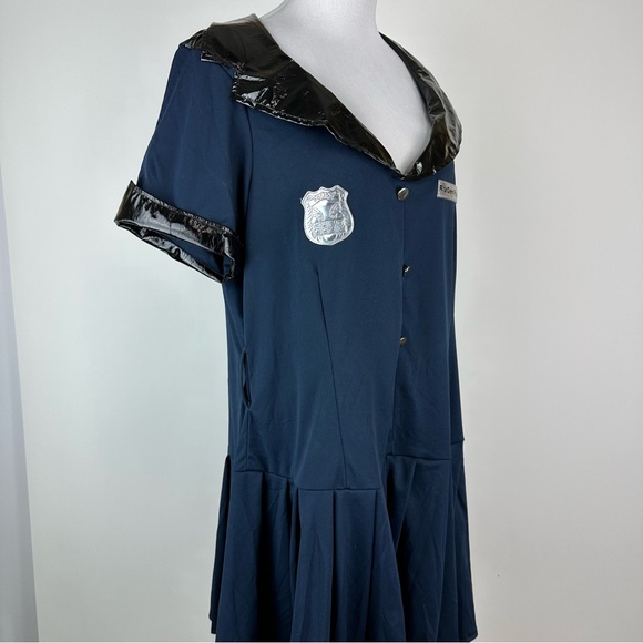 Police Costume Dress Stretch Pleated Skirt Navy Black Plus Size 18/20 - Picture 4 of 14